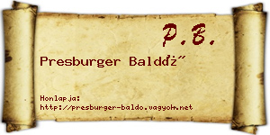 Presburger Baldó névjegykártya